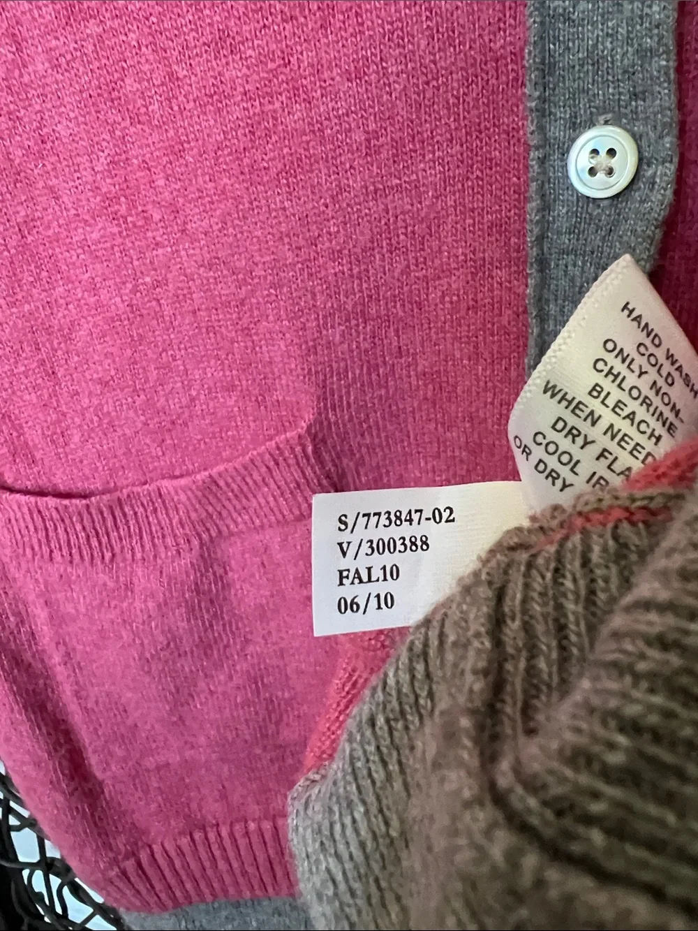 Banana Republic Cashmere Wool Bl Cardigan Sweater Varsity Style Pink Grey SP